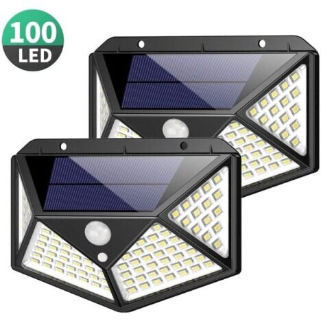 Set 4 Lampi solare de perete 100 led cu senzor de miscare si lumina