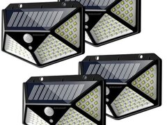 Set 4 Lampi solare de perete 100 led cu senzor de miscare si lumina