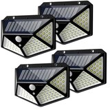 Set 4 Lampi solare de perete 100 led cu senzor de miscare si lumina